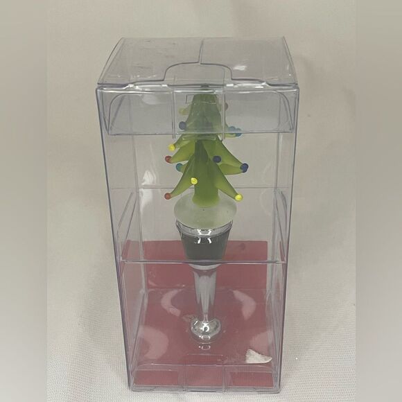 New Pier 1 Imports Hand Blown Glass Wine Bottle Stoppers Christmas Tree/Rudolph - Picture 9 of 10